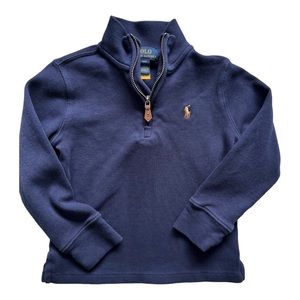 EUC POLO RALPH LAUREN BOYS COTTON QUARTER-ZIP PULLOVER in Navy- Size 4/4T